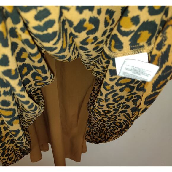 Time And Tru LEOPARD Babydoll SMOCK Dress BOHO Hippie Peasant Animal Sz L 12-14 - Picture 10 of 15